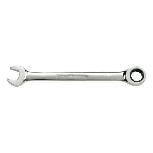 GEARWRENCH® 9120 Open End Regular Length Combination Wrench, 20 mm Wrench, 12 Points, 0/15 deg Offset, 11.476 in OAL, Polished Chrome